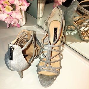 Gorgeous Silver Strappy Heels